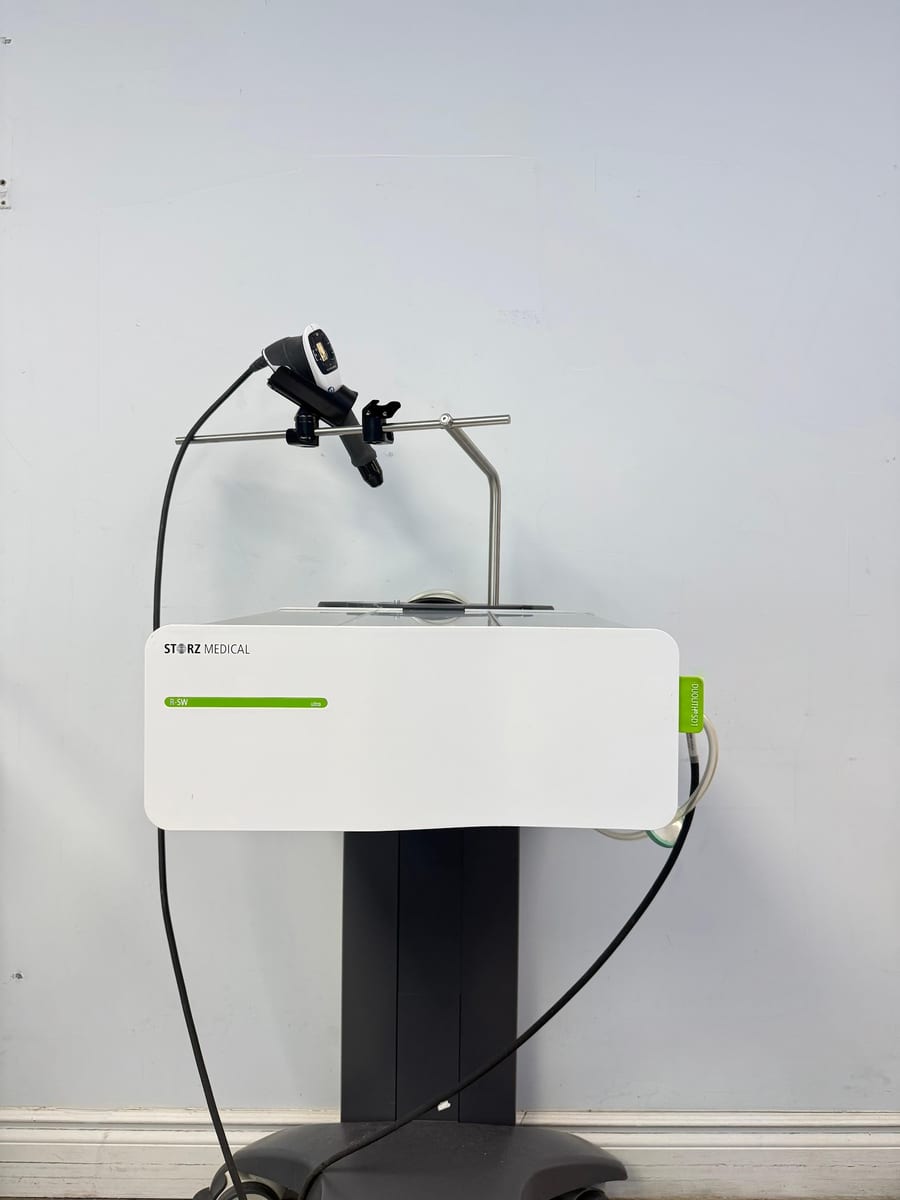 The clinic's Storz Duolith shockwave therapy unit